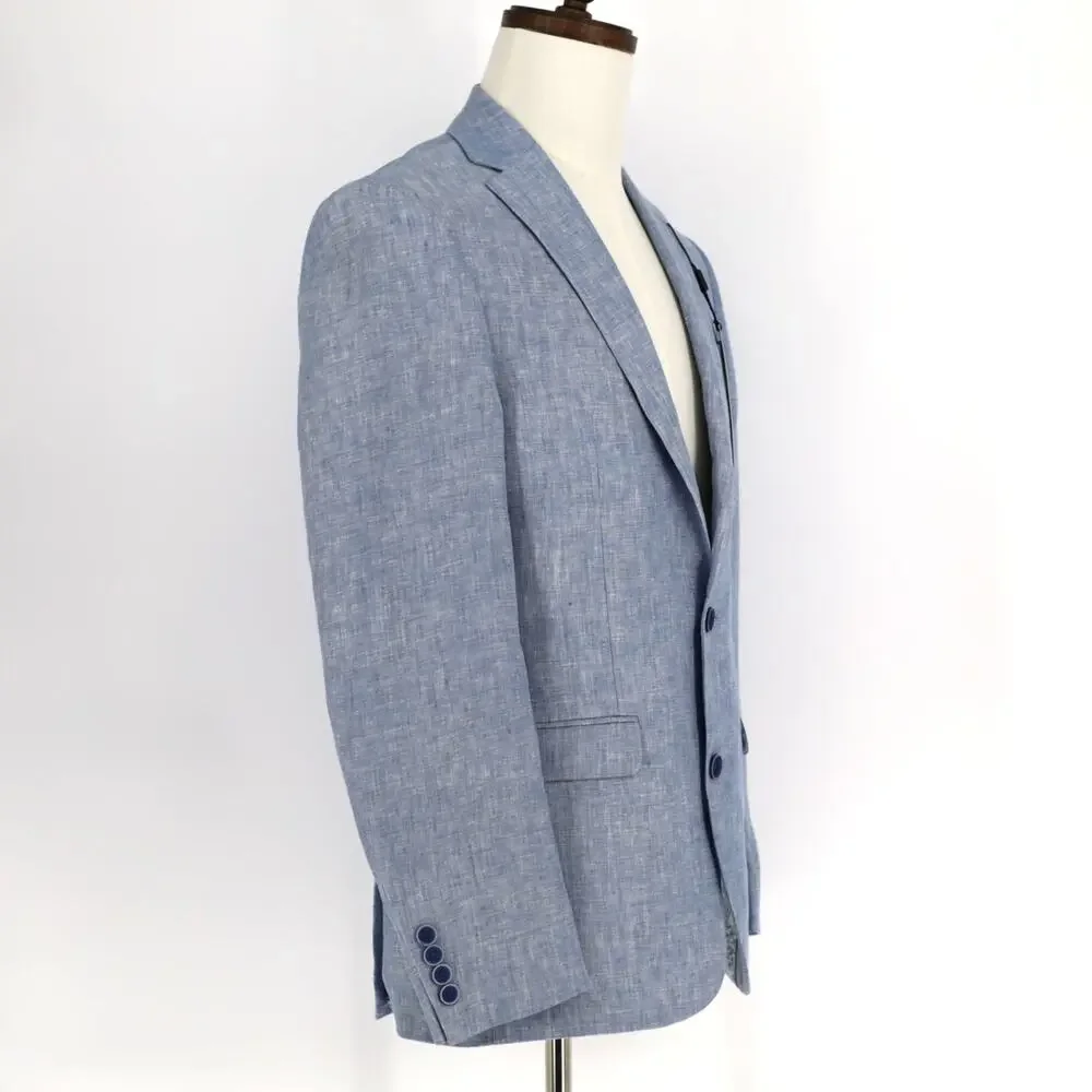 Bar III Men's Light Blue Linen Summer Casual Slim Formal Suit Jacket Size 36S